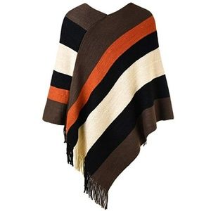 Poncho Top with Stripe Patterns